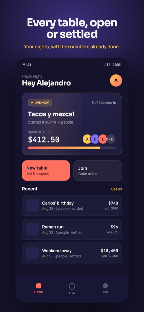 Splyt home screen